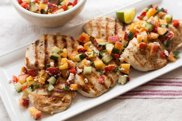 Grilled Chicken with Cucumber Peach Salsa