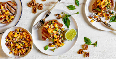 Grilled Pork Chops with Peach Pecan Salsa