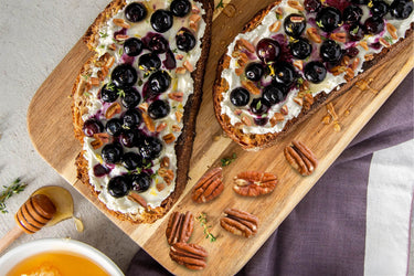 Pecan, Roasted Blueberry, and Ricotta Toast