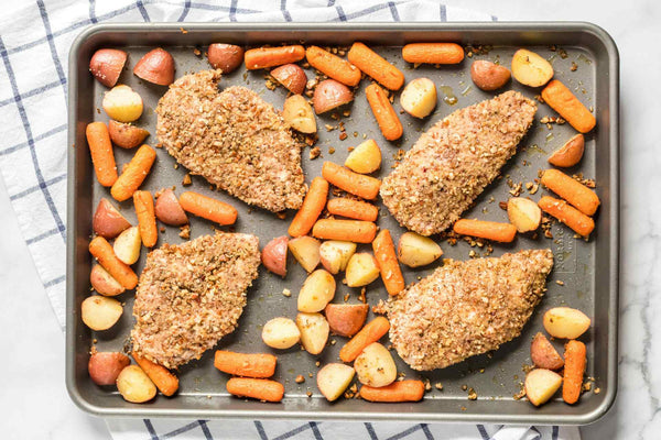Pecan-Crusted Chicken and Veggies